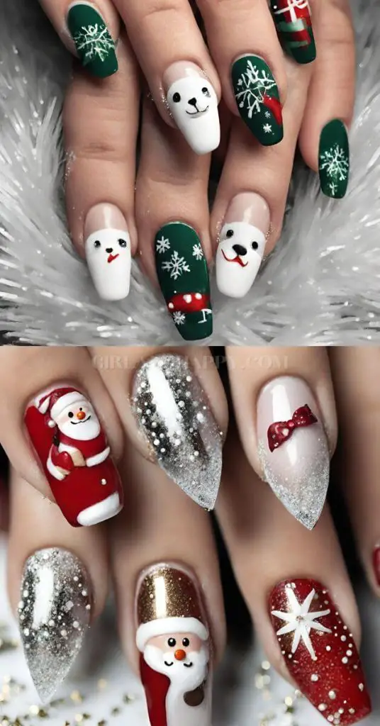 christmas nails french tip