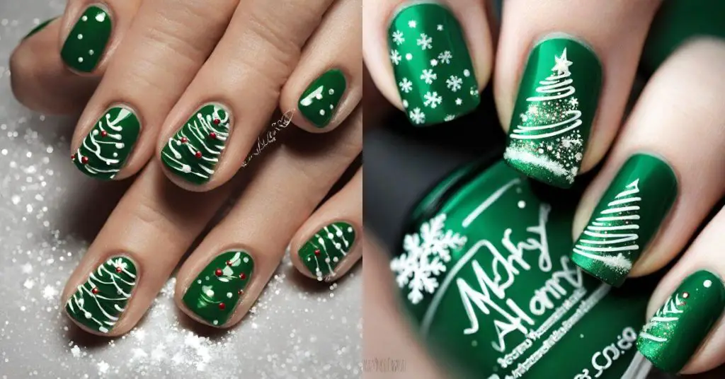 green christmas tree nails
