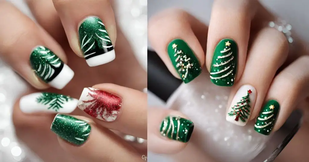 simple christmas tree nails